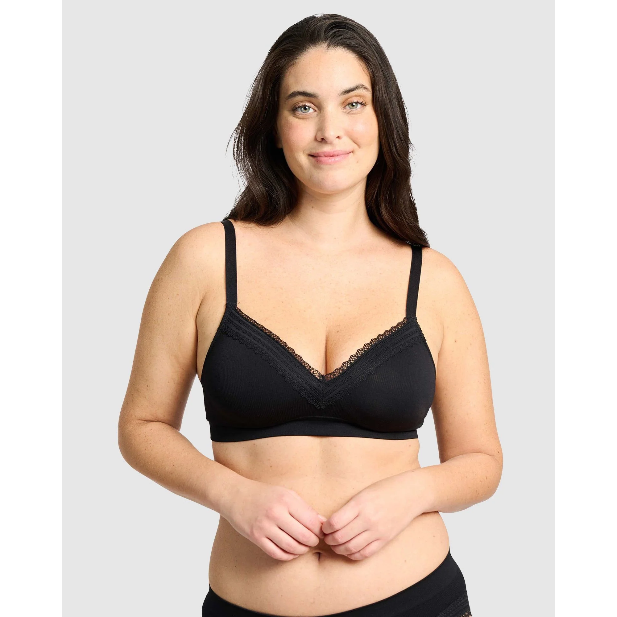 Agathe Comfortable Padded Wirefree Bra with Lace - Image 3