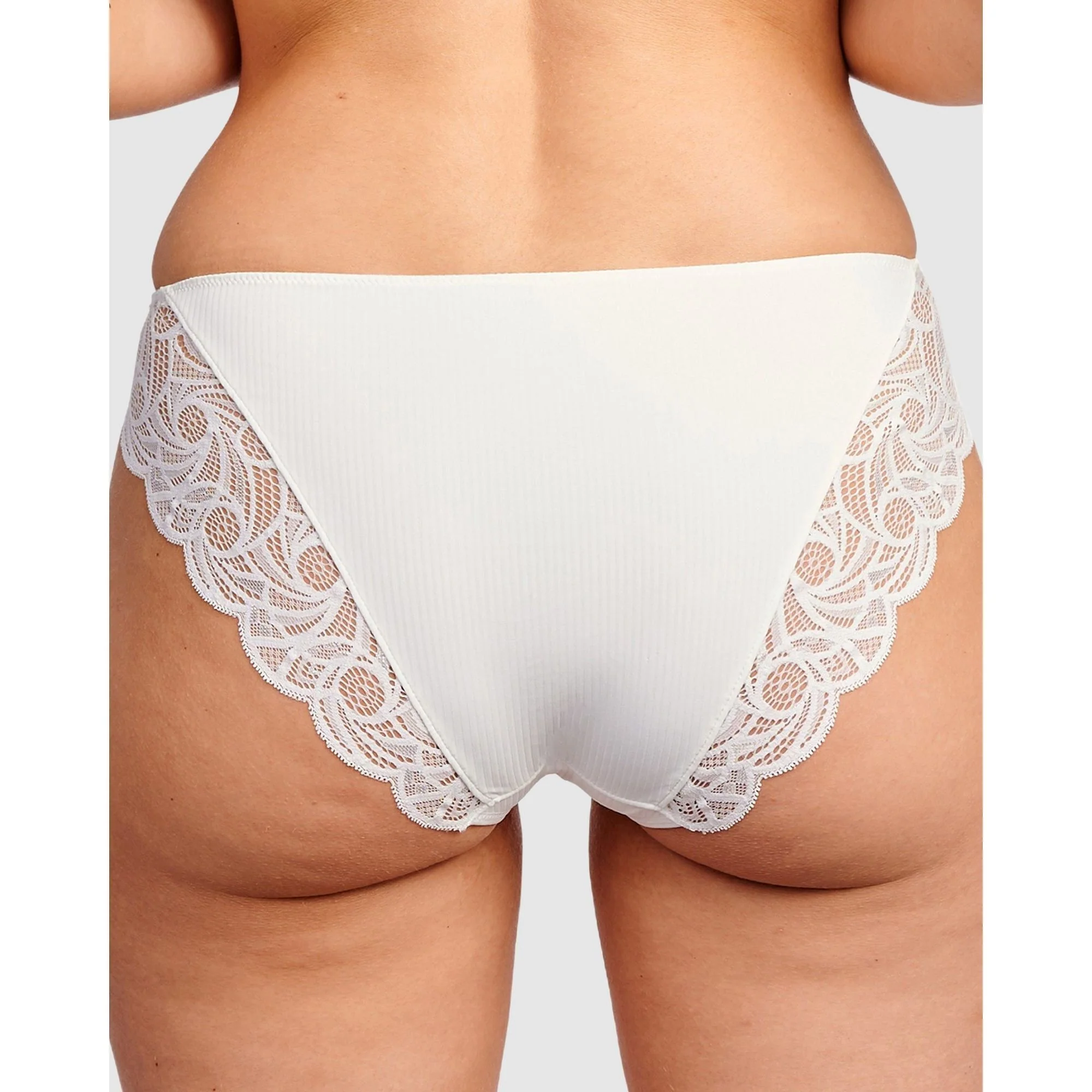 Ariane Essential Ribbed Microfibre Bikini Brief With Lace-Ivory - Image 2