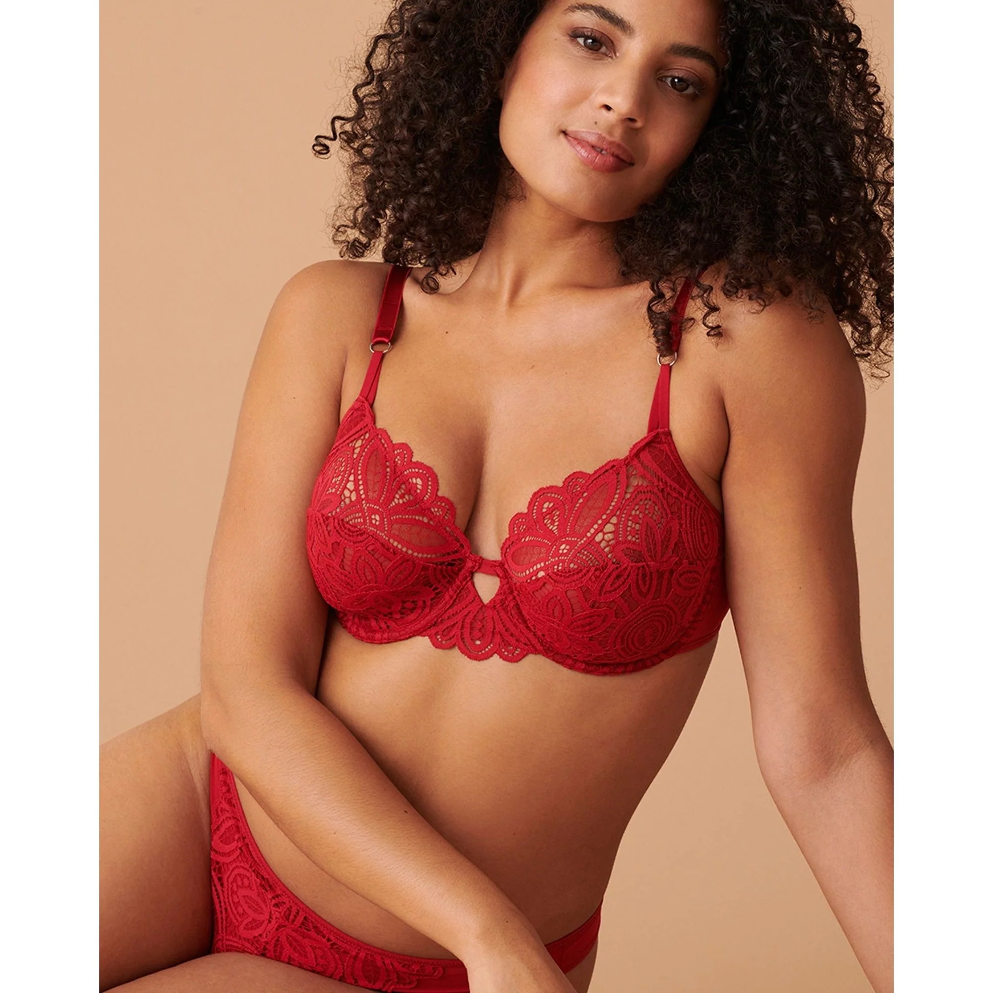 Attirance Low Rise Mesh & Lace Thong-Jester Red - Image 3