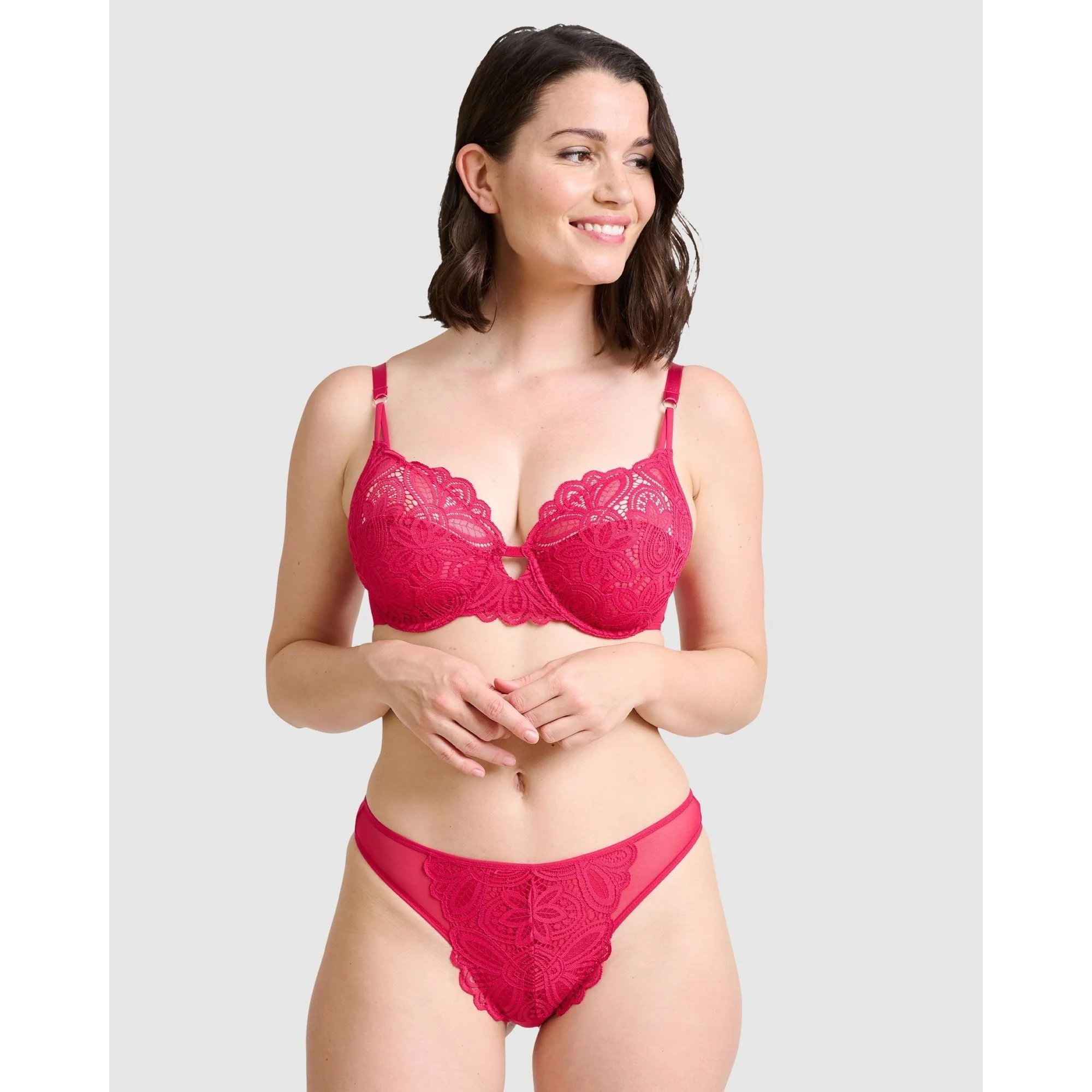 Attirance Low Rise Mesh & Lace Thong-Jester Red - Image 4