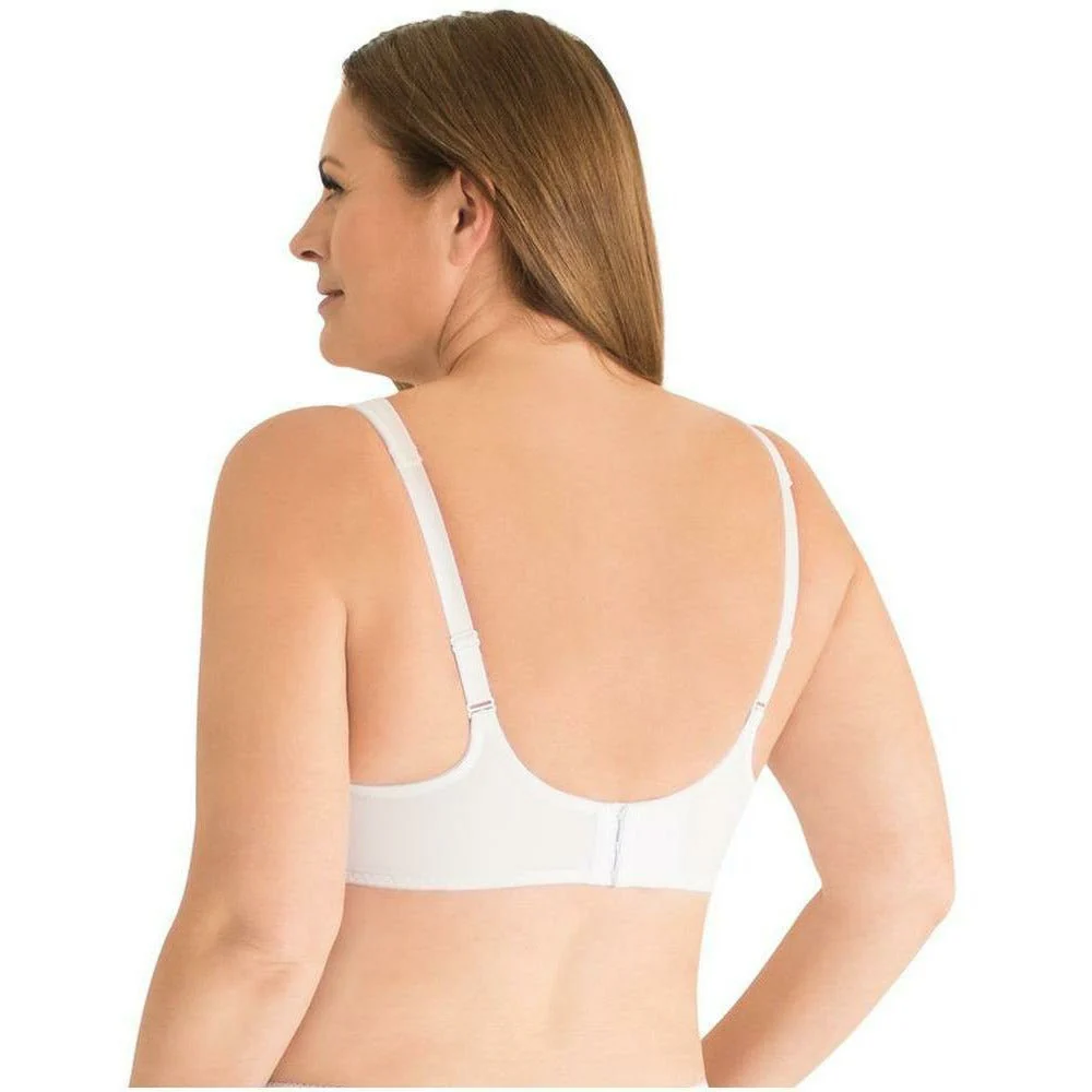 Ava Underwire Scalloped Lace Bra with Wide Straps-White - Image 2