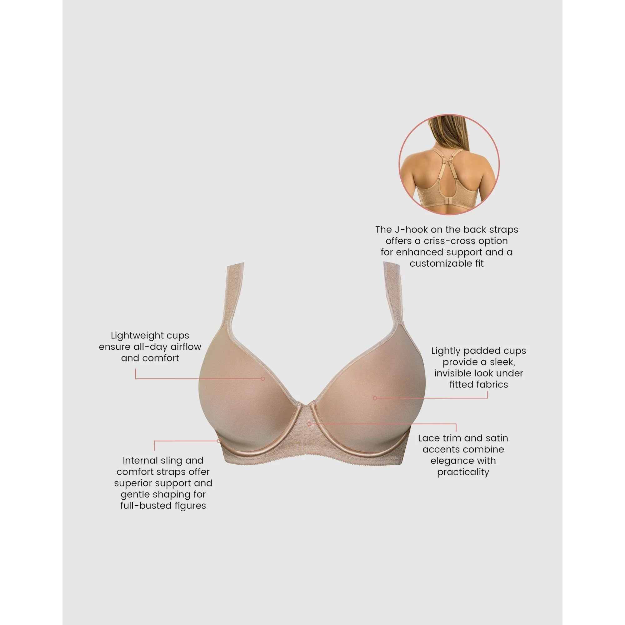 Bliss Convertible-to-Racerback Seamless Spacer T-Shirt Bra - Image 4