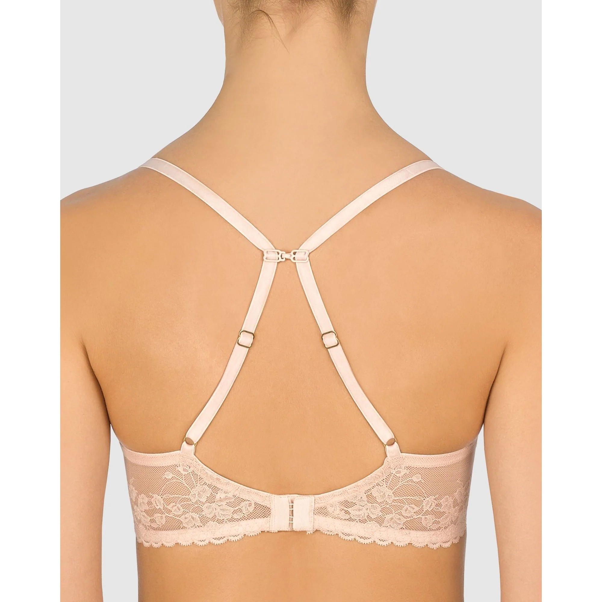 Cherry Blossom Convertible-to-Racerback Lace Plunge Bra Cameo Rose - Image 3