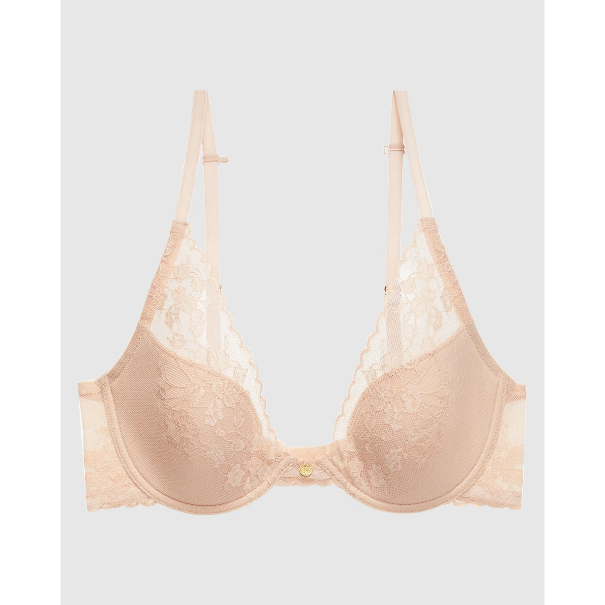 Cherry Blossom Convertible-to-Racerback Lace Plunge Bra Cameo Rose - Image 5