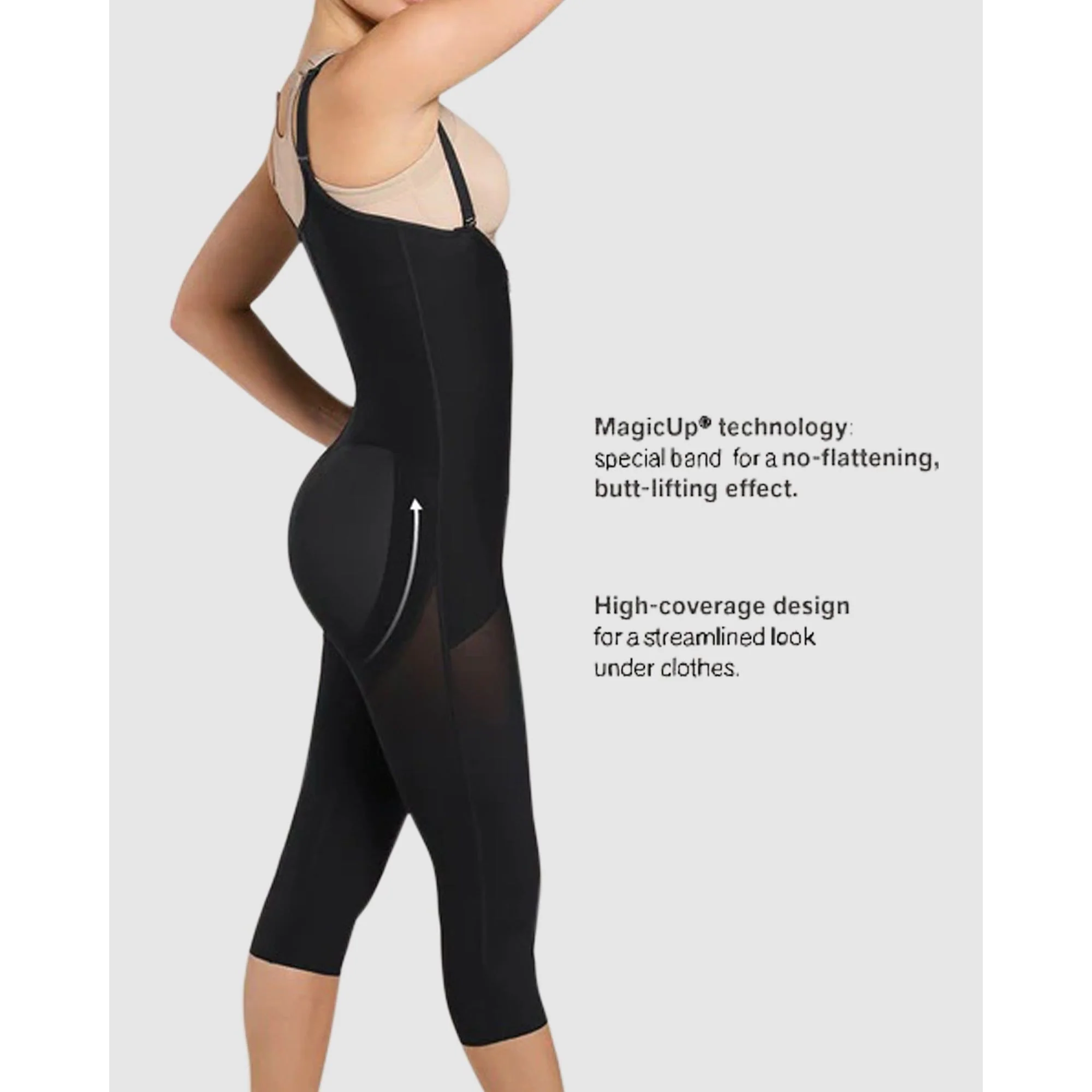 Cupless Long Leg Full Body Shaper with Zip Front - Image 5