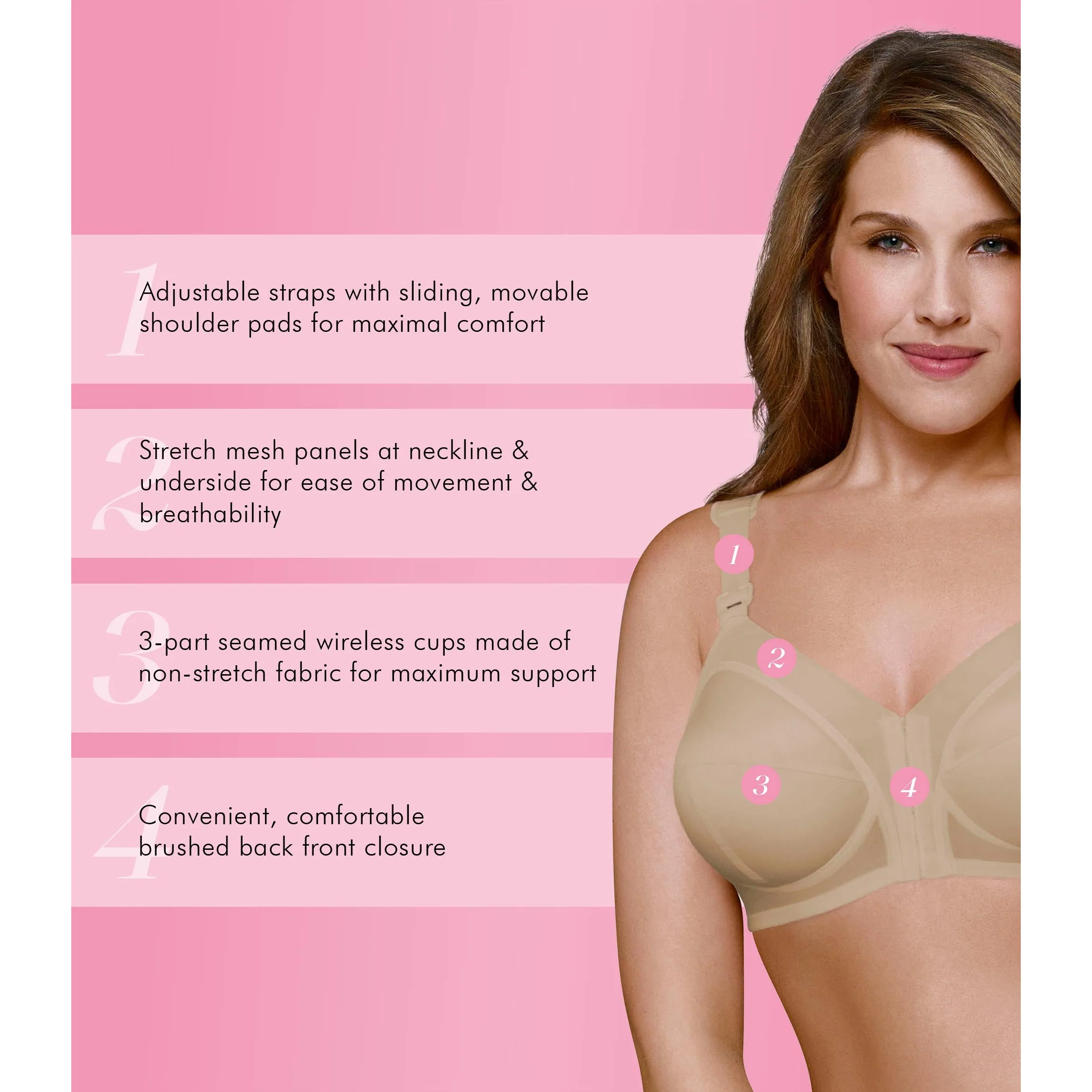 Front Close Cotton Classic Support Plus Size Bra - Image 4