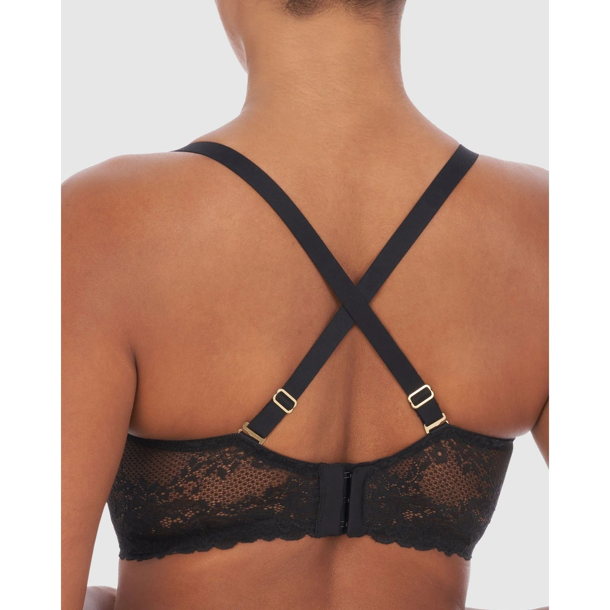 Heavenly Wired Convertible Sheer Lace Balconette Bra Black - Image 3