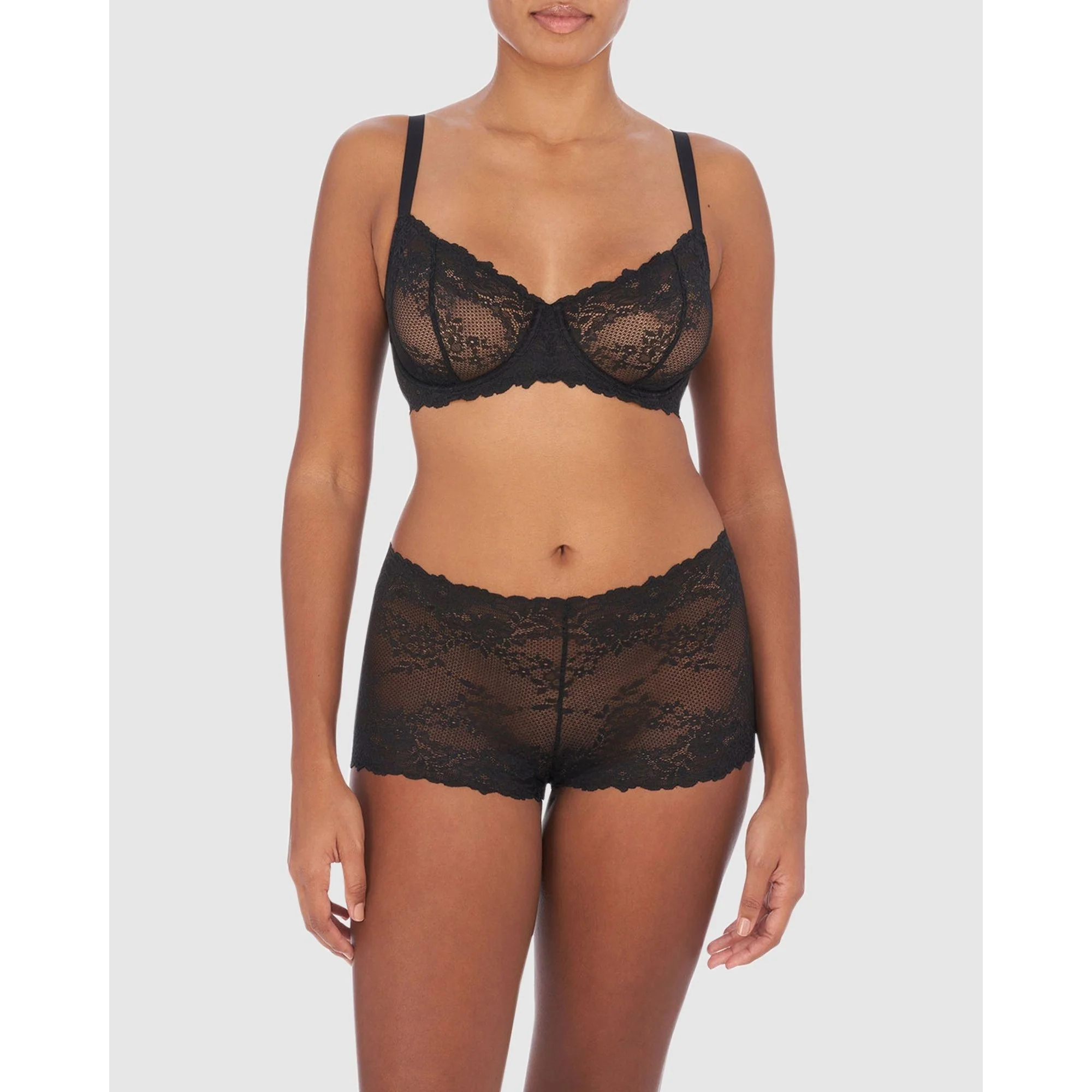Heavenly Wired Convertible Sheer Lace Balconette Bra Black - Image 5