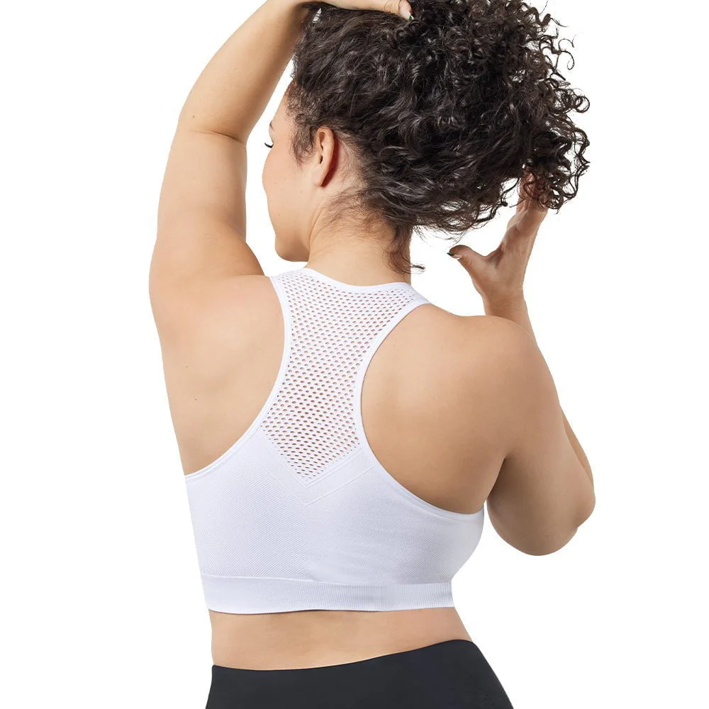 Lea Plus Size Wireless Racerback Sports Bra-White - Image 2