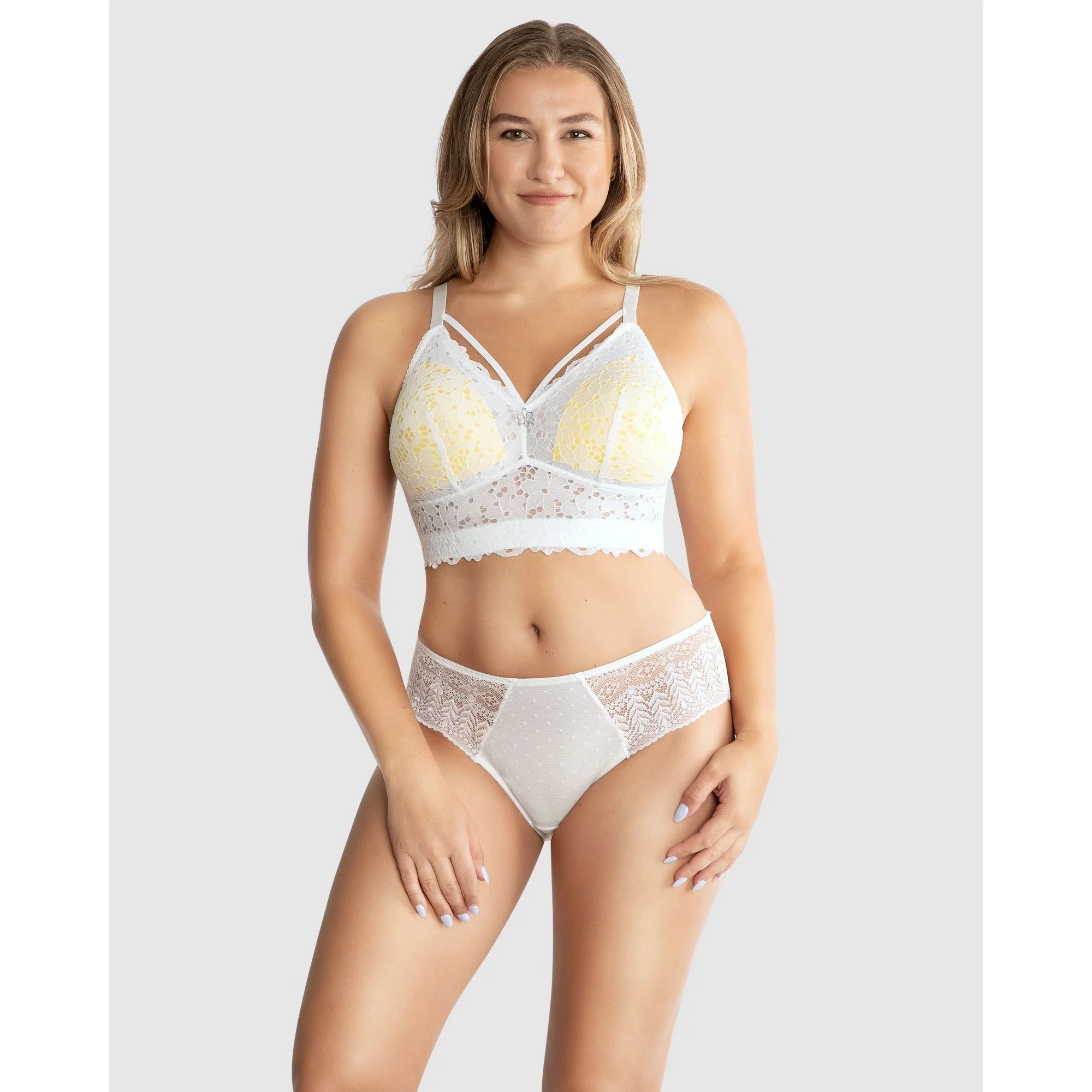 Mia Daisy Wirefree Padded Longline Lace Bralette - Image 4