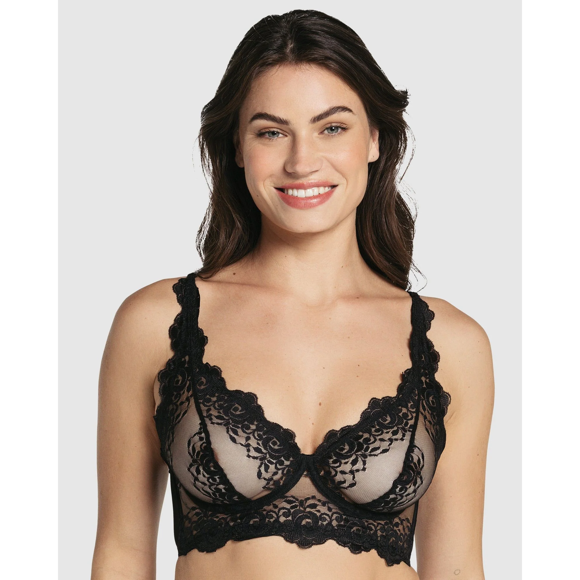 Milan Sheer Lace Wired Longline Bra