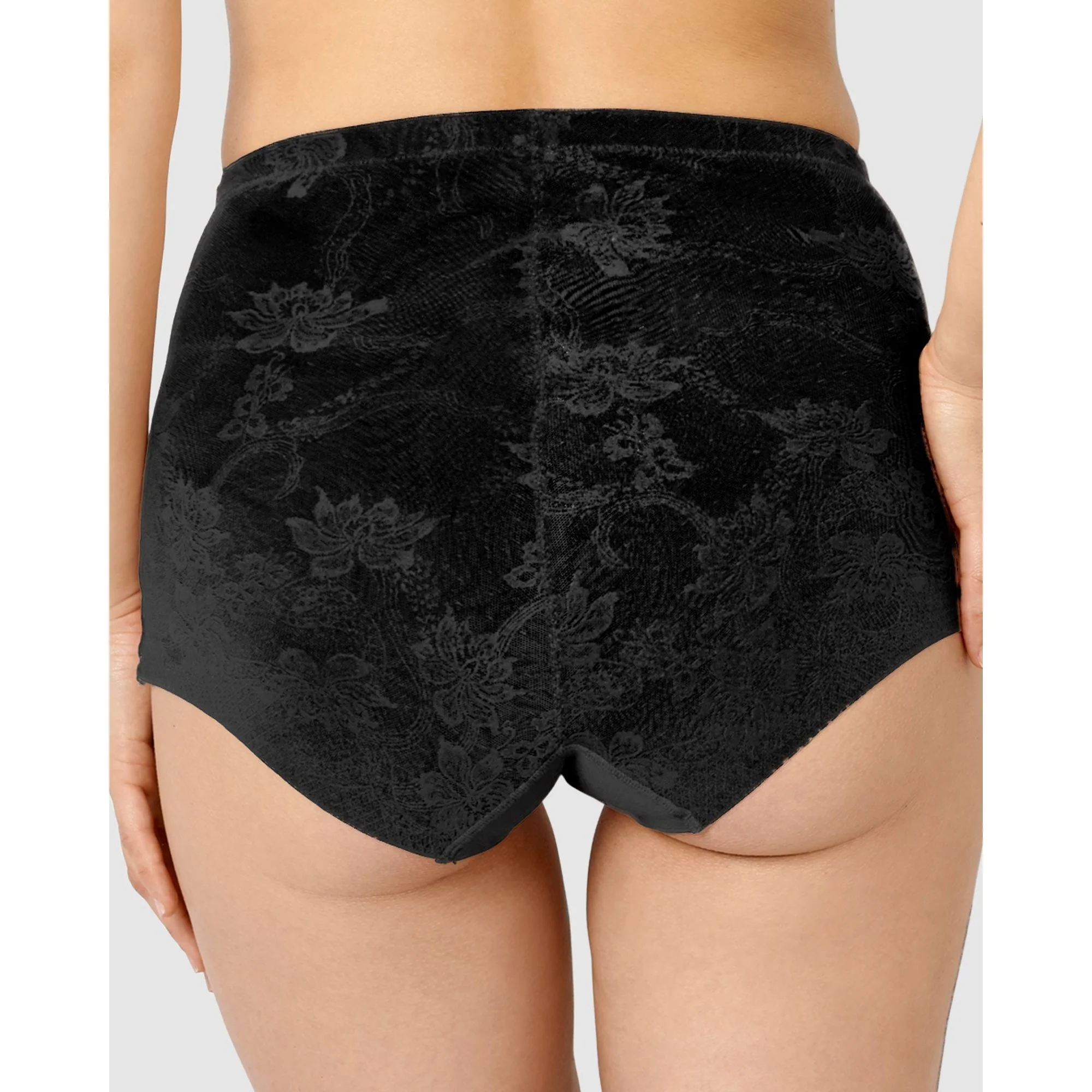 Perfect Shape High Waist Lace & Microfiber Brief-Black - Image 2