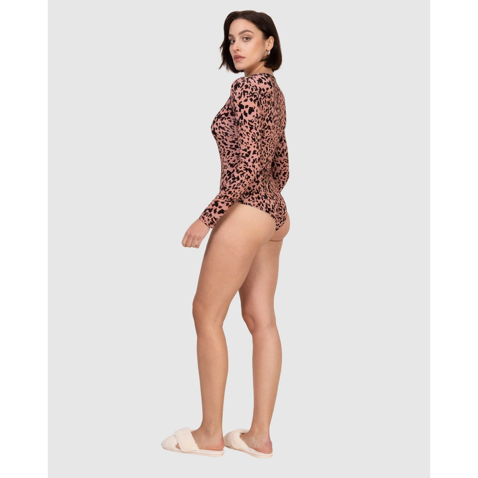 Printed Viscose Boat Neck Long Sleeve Bodysuit - Image 5