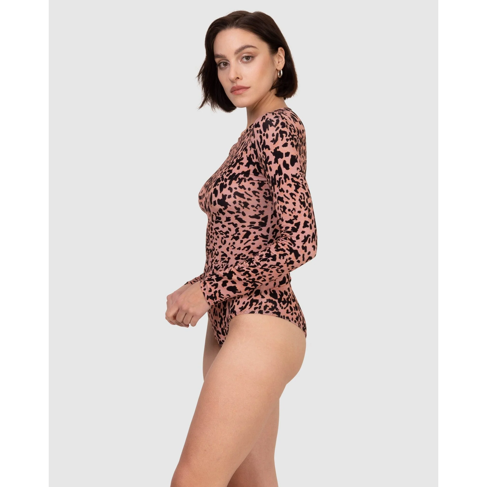 Printed Viscose Boat Neck Long Sleeve Bodysuit - Image 6