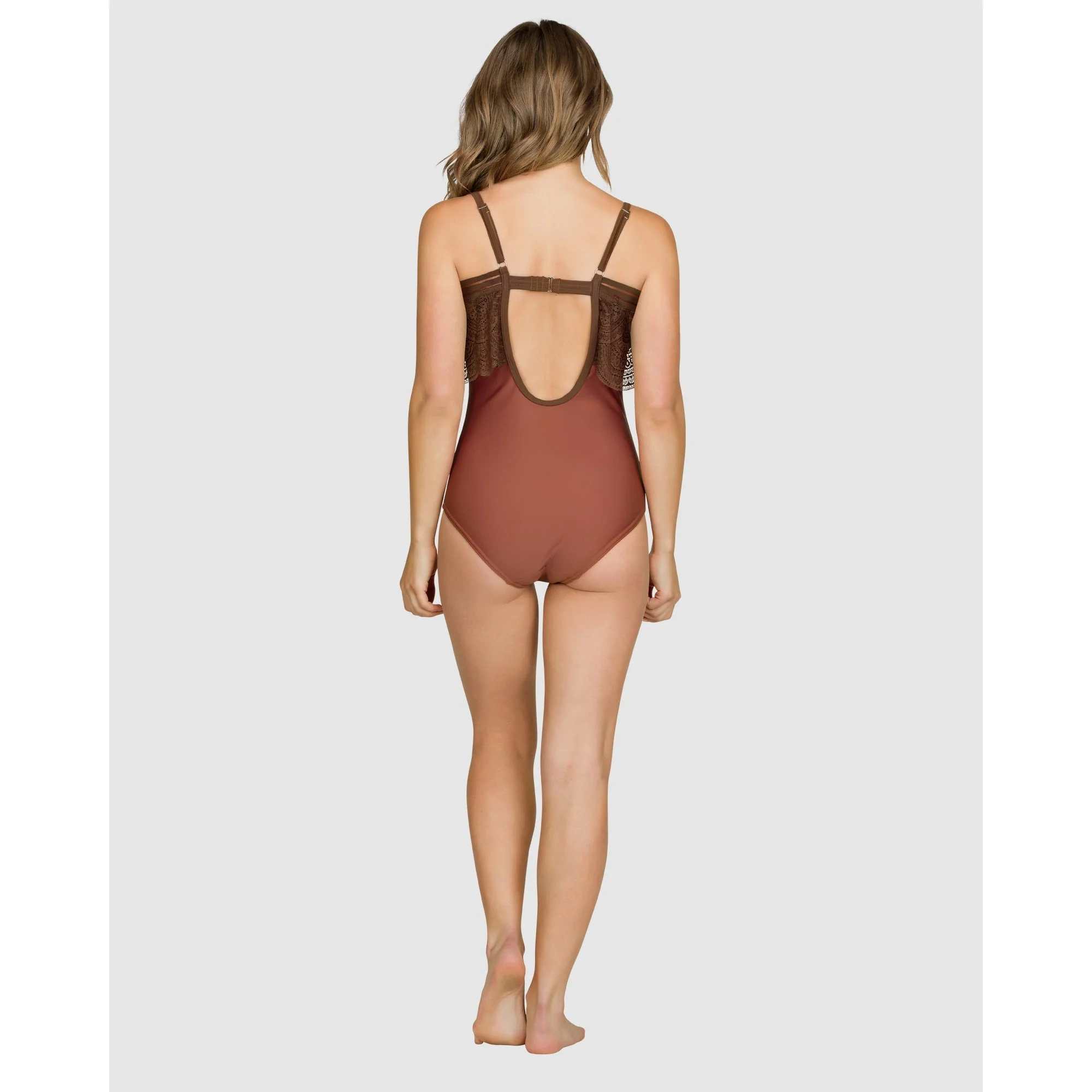 Pure Underwired One Piece Swimsuit with Lace Ruffle - Image 5