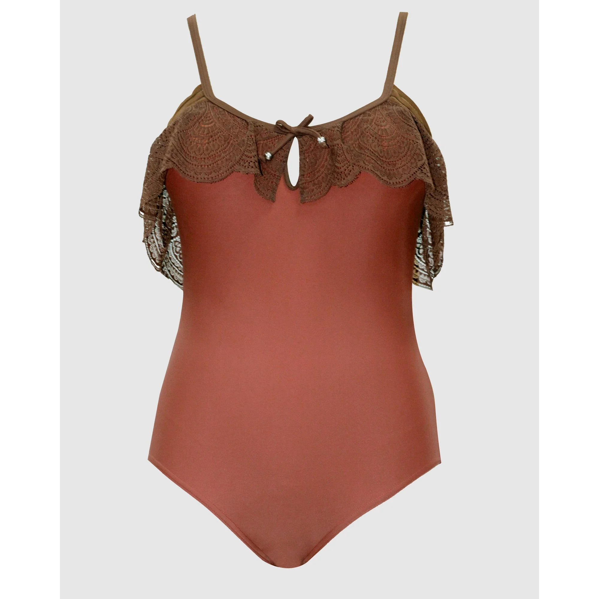 Pure Underwired One Piece Swimsuit with Lace Ruffle - Image 7