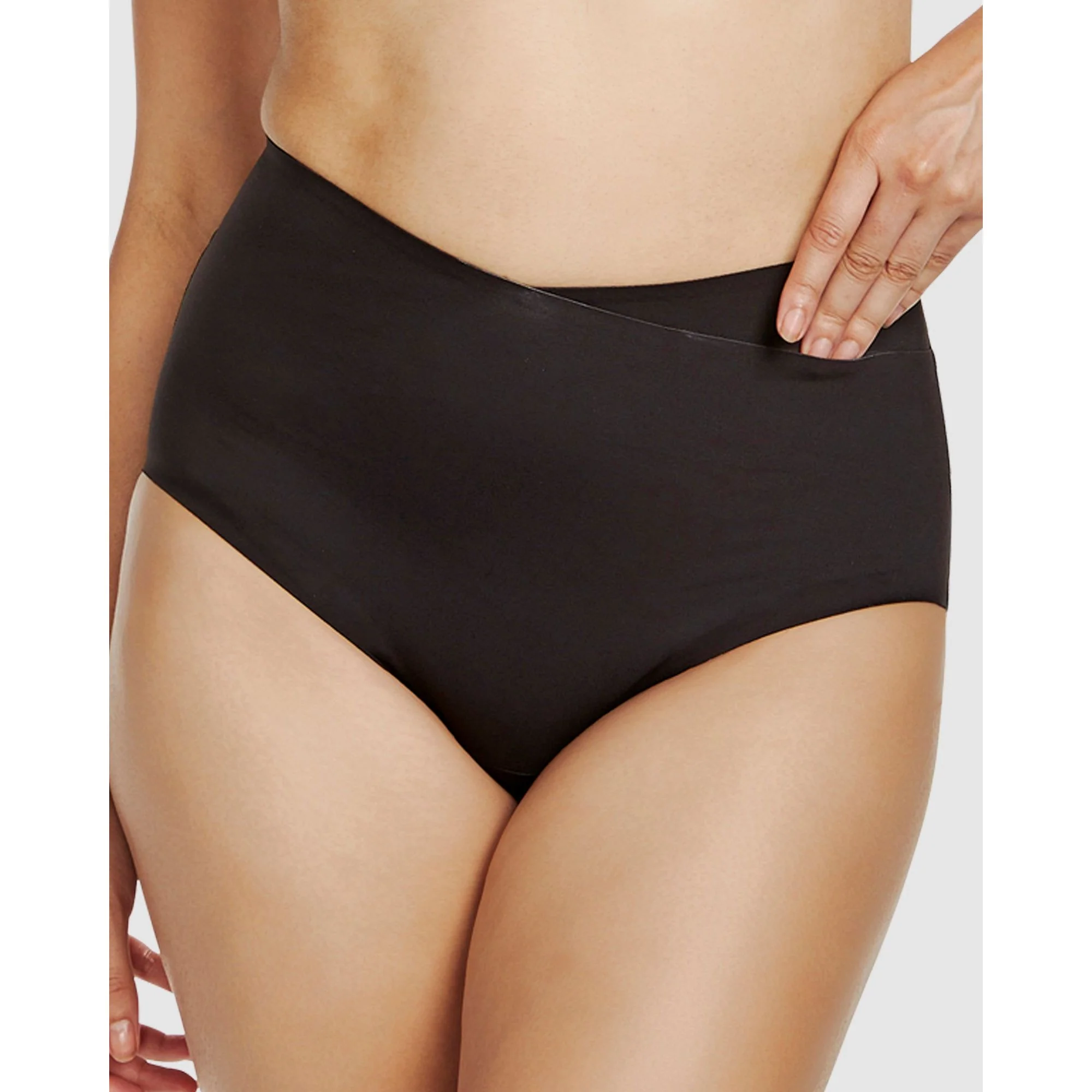 Real Smooth® Wrap Front High Waist Shaping Brief-Black