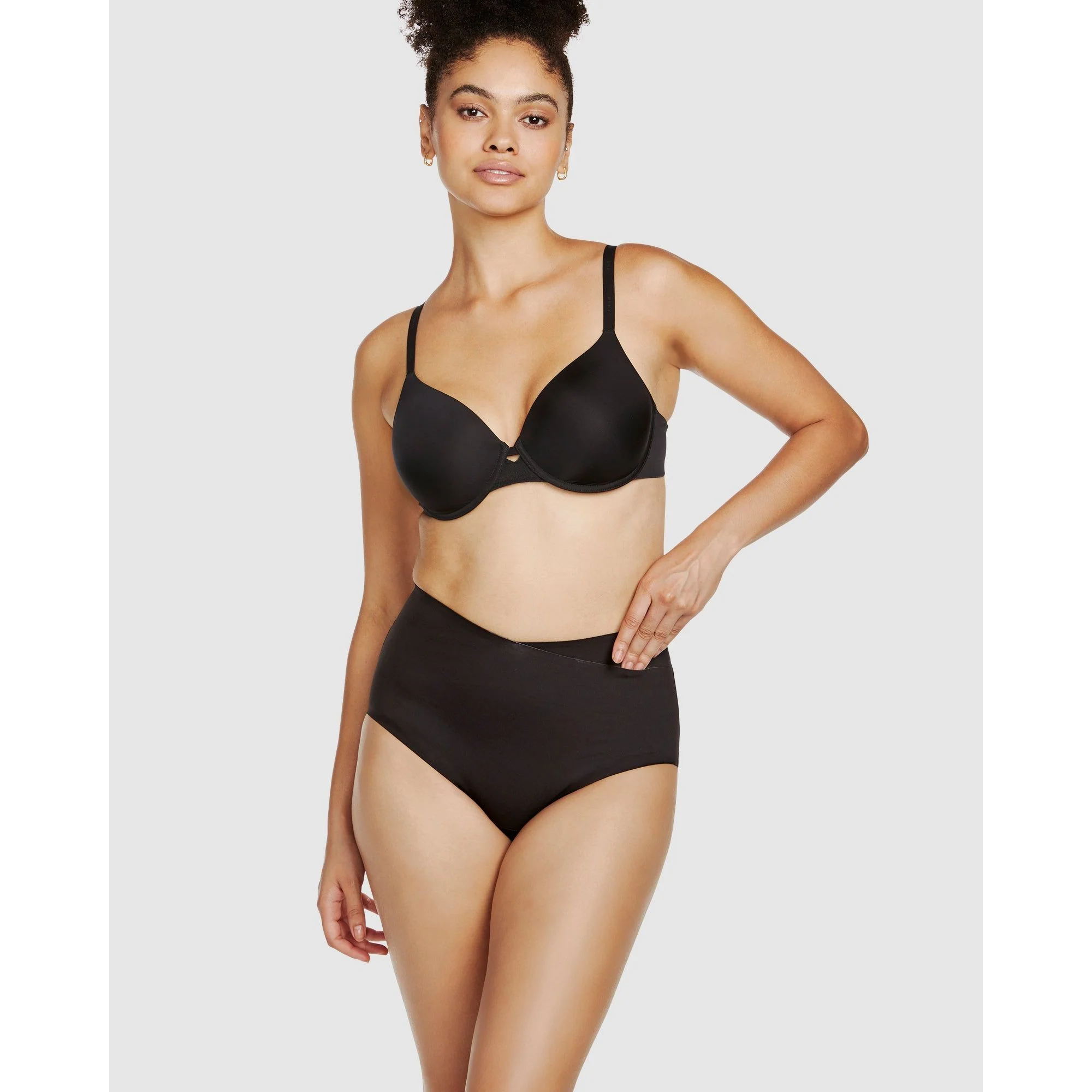 Real Smooth® Wrap Front High Waist Shaping Brief-Black - Image 3