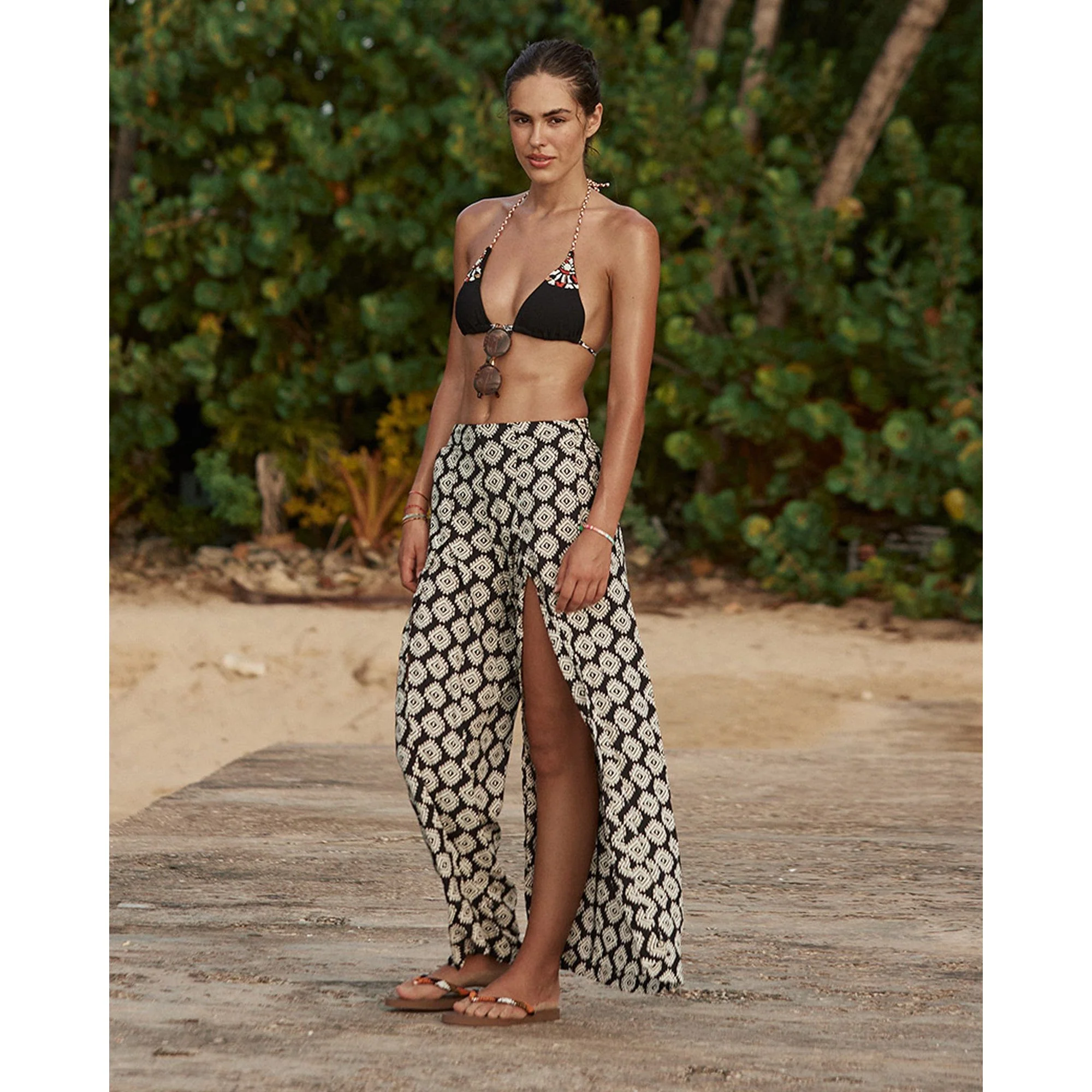 Sarong Stefa Wide Leg Beach Pants with Slits - Image 6
