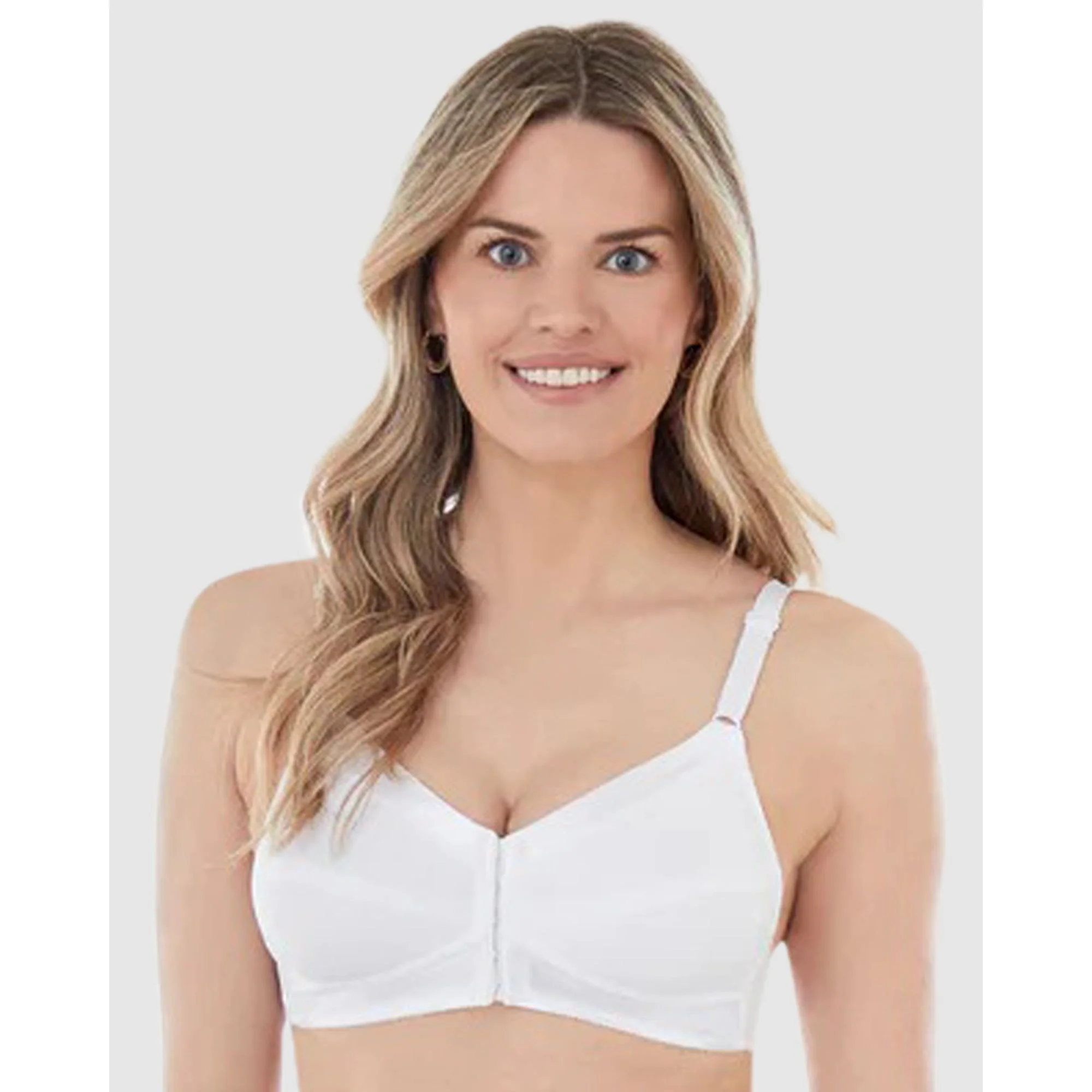 Satin Trim Wirefree Front Close Cotton Bra