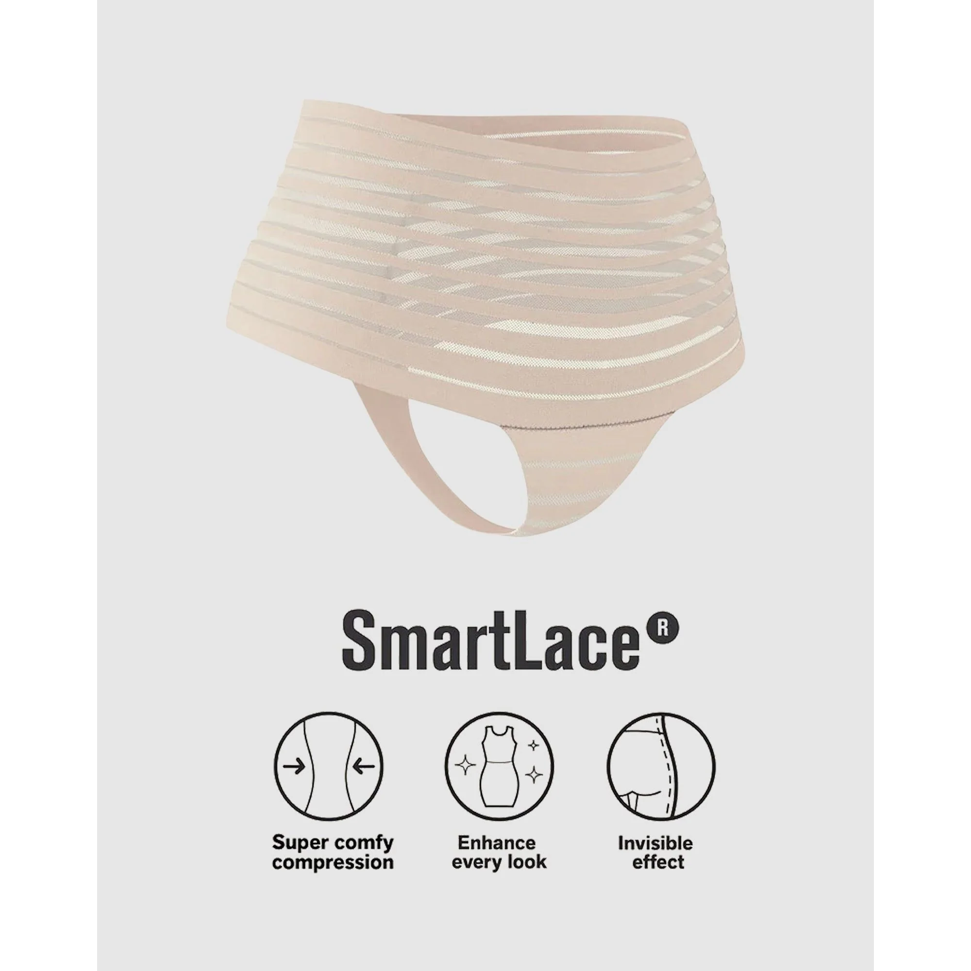 Sheer Stripe Tummy Compression High Waist Thong - Image 7