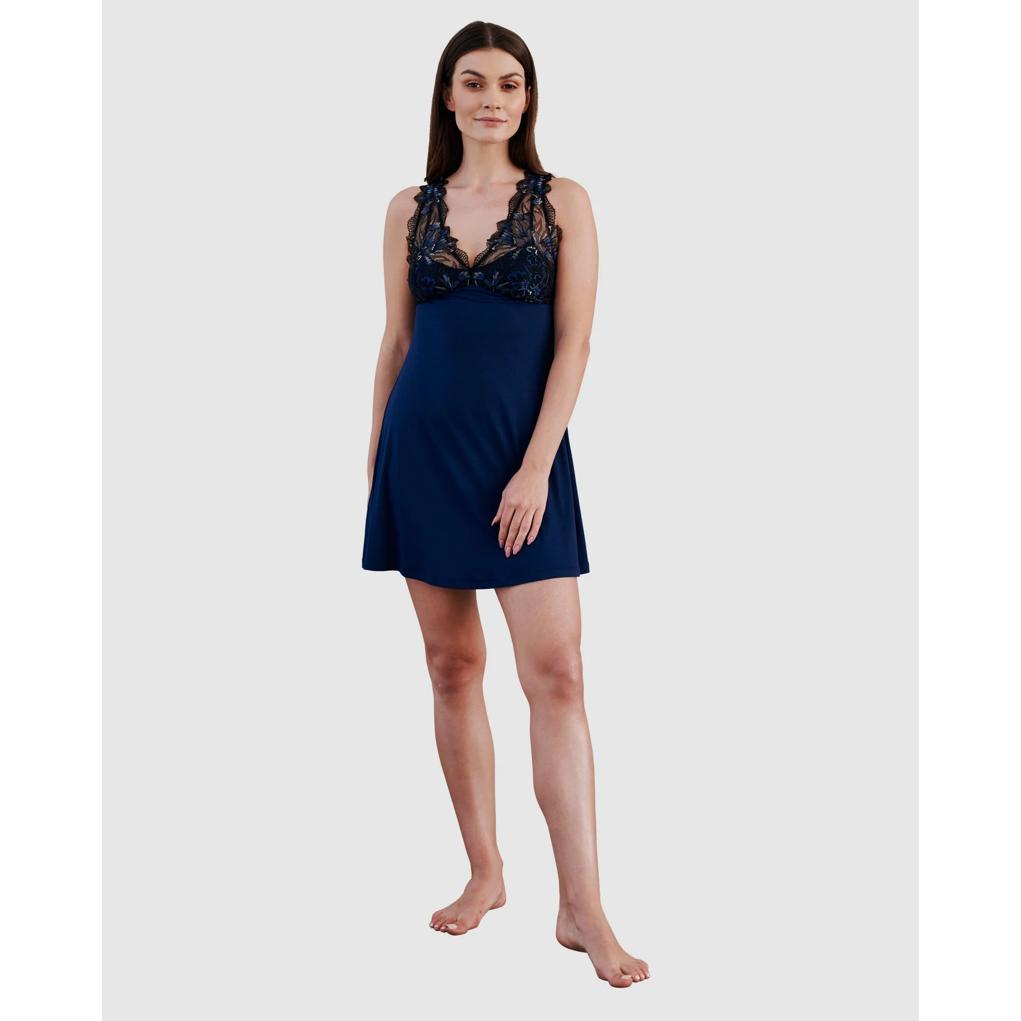 Short Viscose & Lace Nightie with Bust Support - Image 3
