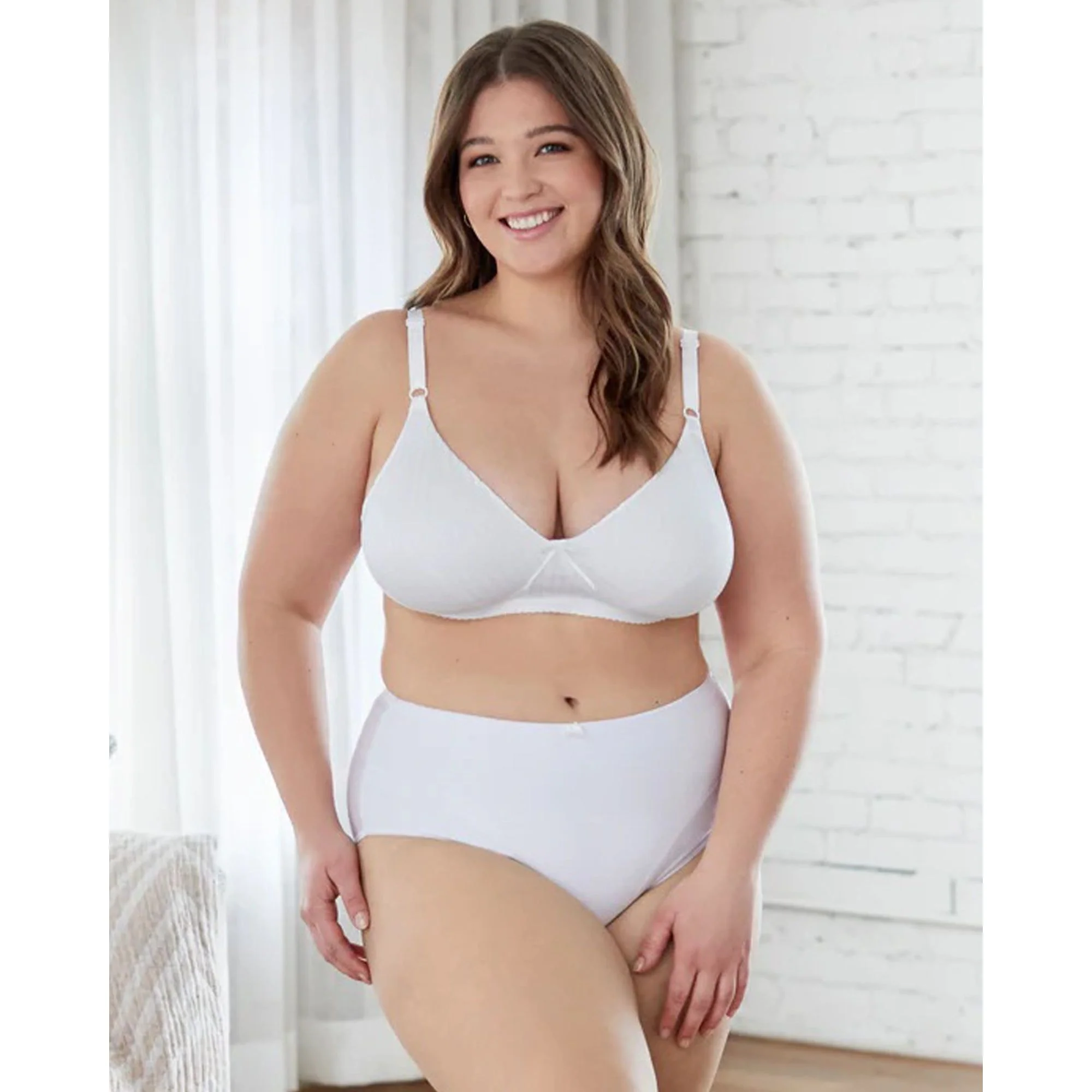 Striped Cotton Lightly Lined Wirefree Plunge Bra - Image 3